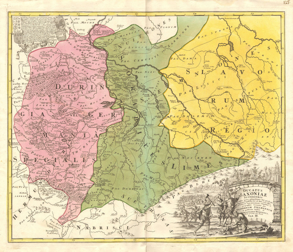 'Ducatus Saxoniae Superioris'. Ancient Upper Saxony. ZOLLMANN/HOMANN c1735 map