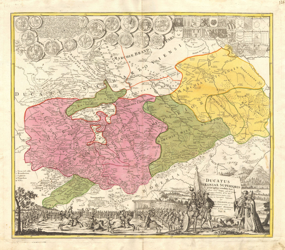 'Ducatus Saxoniae Superioris'. Medieval Upper Saxony. ZOLLMANN/HOMANN c1735 map