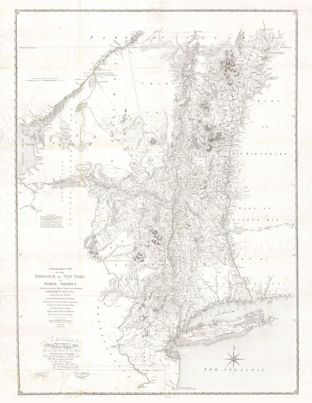 Chorographical Map of the Province of New York in 1779. SAUTHIER & PEASE 1849