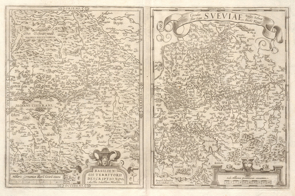 Basiliensis Territorii/Circulus … Sueviae. Basel/Swabia. ORTELIUS 1584 old map