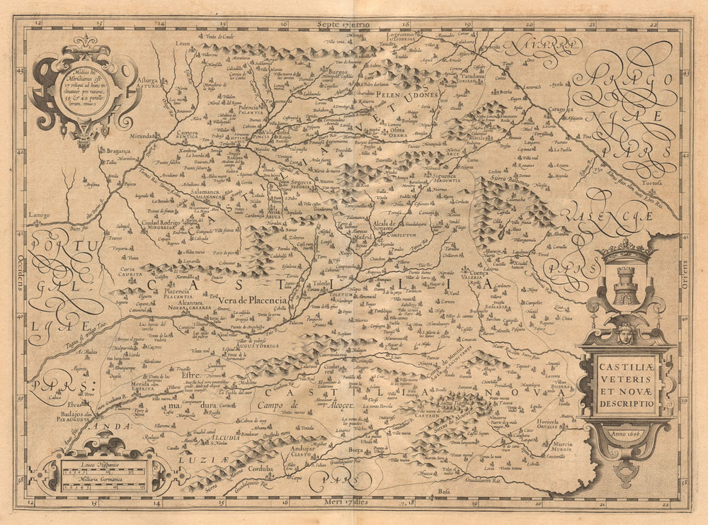 'Castiliae Veteris'. Ancient Castile, Spain. MERCATOR/HONDIUS 1606 old map