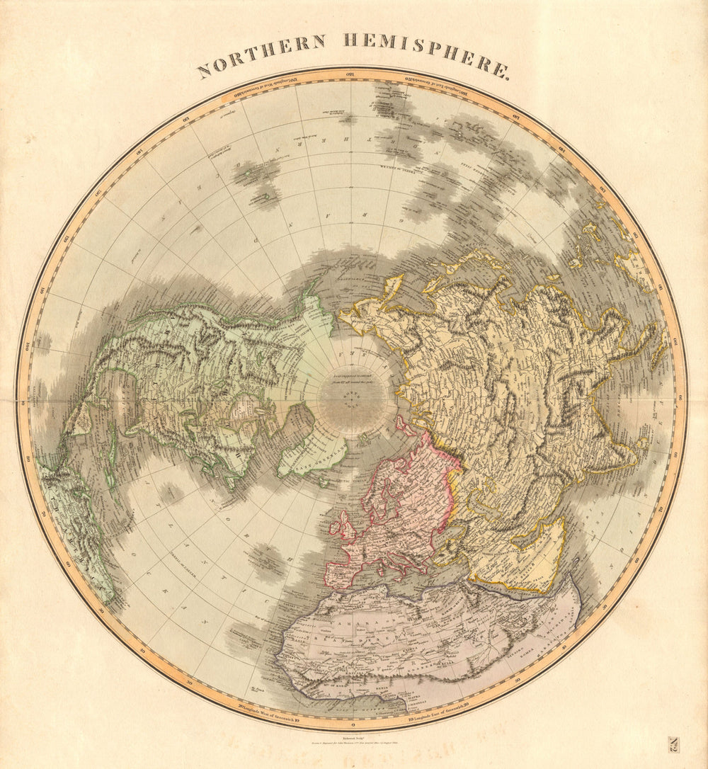 'The Northern Hemisphere' on the polar projection by Robert KIRKWOOD 1814 map