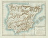 'Espagne et Portugal Carte Physique'. Mentelle/Chanlaire. Iberia Spain c1798 map