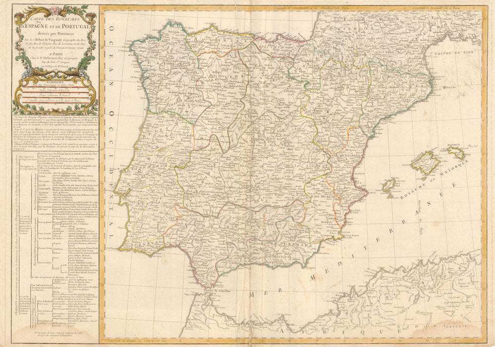 'Carte des Royaumes d'Espagne et de Portugal…' DELAMARCHE. Iberia Spain 1780 map
