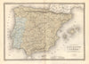 'Carte Generale de L'Espagne et du Portugal' by Brué. Iberia Spain c1875 map