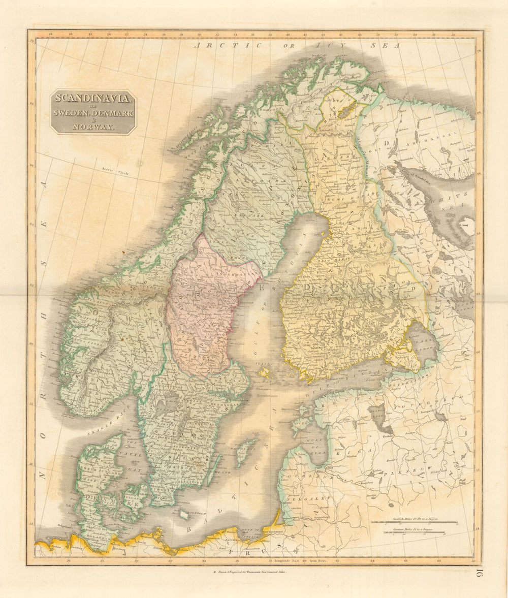"Scandinavia, or Sweden, Denmark & Norway". Baltic Sea. THOMSON 1817 old map