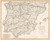 Nouvelle Carte Politique & Itineraire de L'Espagne & Portugal. LANGLOIS 1823 map