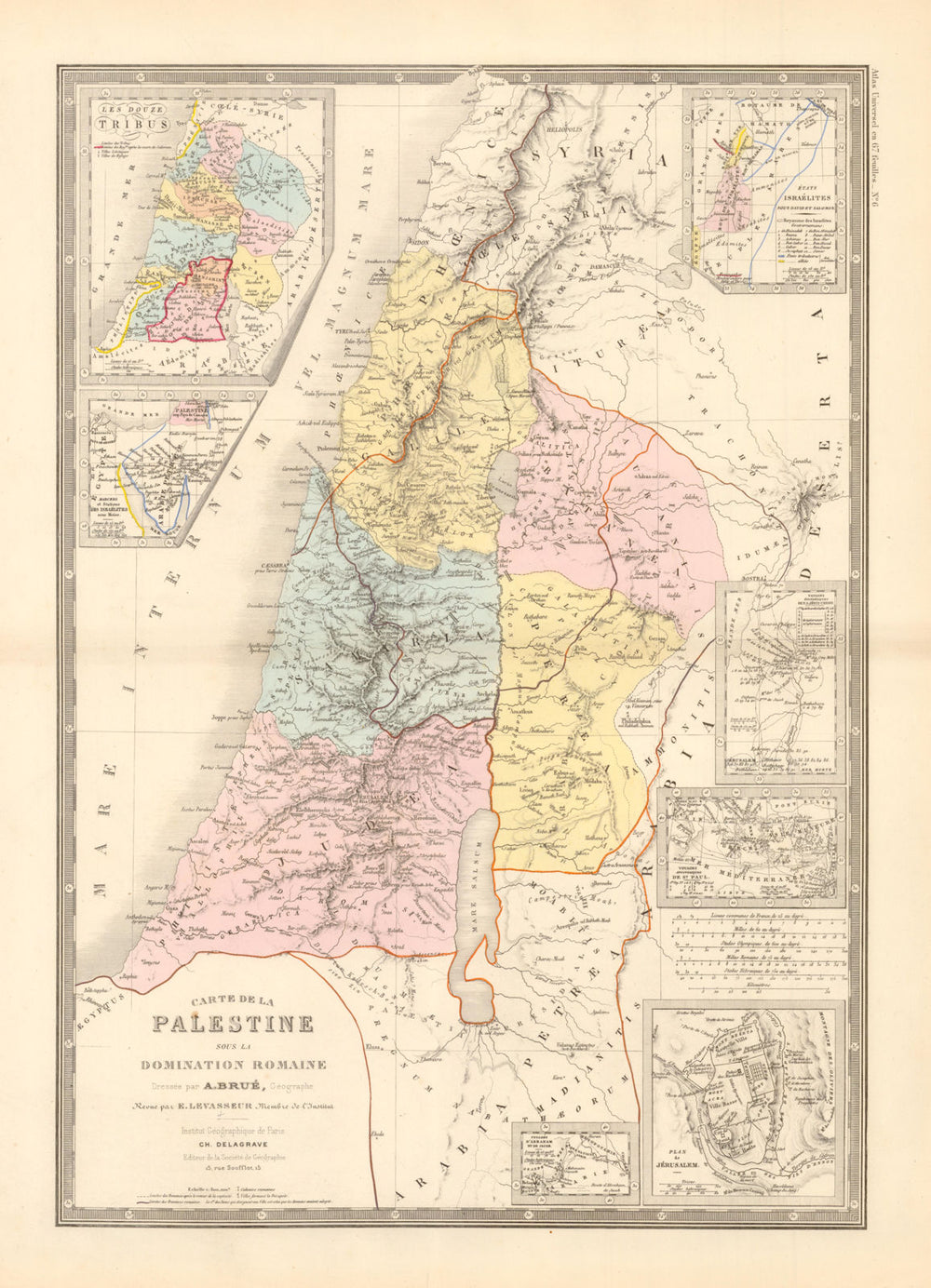 'Carte de la Palestine sous la Domination Romaine'. Brué. Roman Israel c1828 map