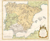 'Hispania Antiqua in tres praecipuas partes…' VAUGONDY/SANSON. Iberia 1750 map