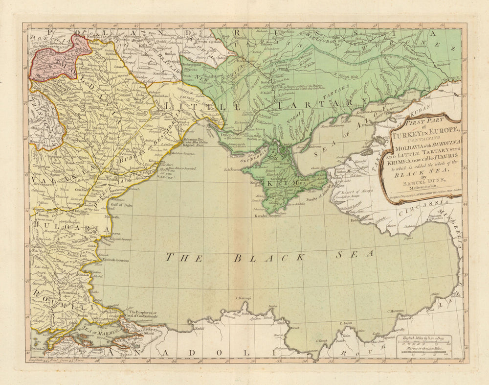 'First Part of Turkey in Europe…' by DUNN/LAURIE & WHITTLE. Black Sea 1794 map