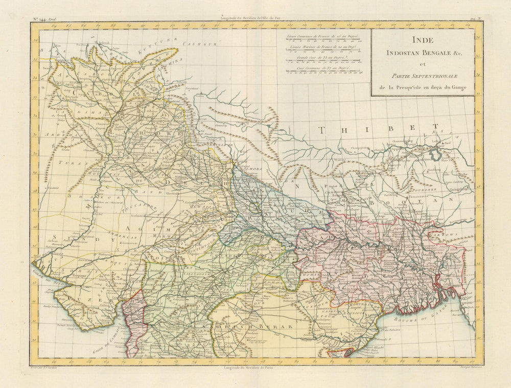 'Inde Indostan Bengale Partie Septentrionale' Mentelle/Chanlaire India c1795 map