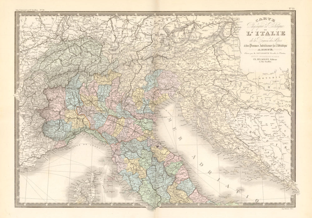 'L'Italie [&] la Region des Alpes'. Northern Italy & the Alps by Brué 1875 map