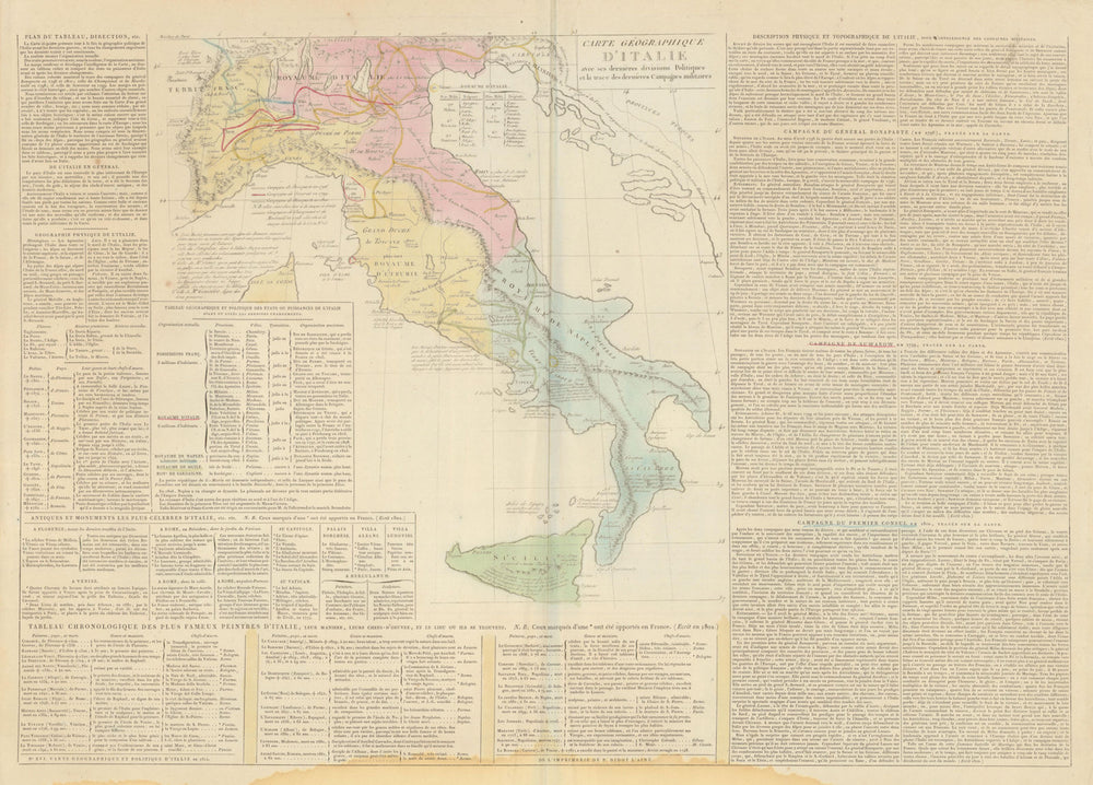 'Carte geographique d'Italie avec ses dernières divisions…'. LE SAGE 1812 map