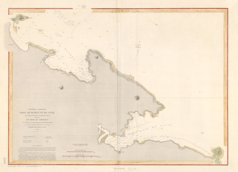 'Nouvelle Caledonie. Baies de Kuakue et de Uinne'. CHAMBEYRON sea chart 1891 map