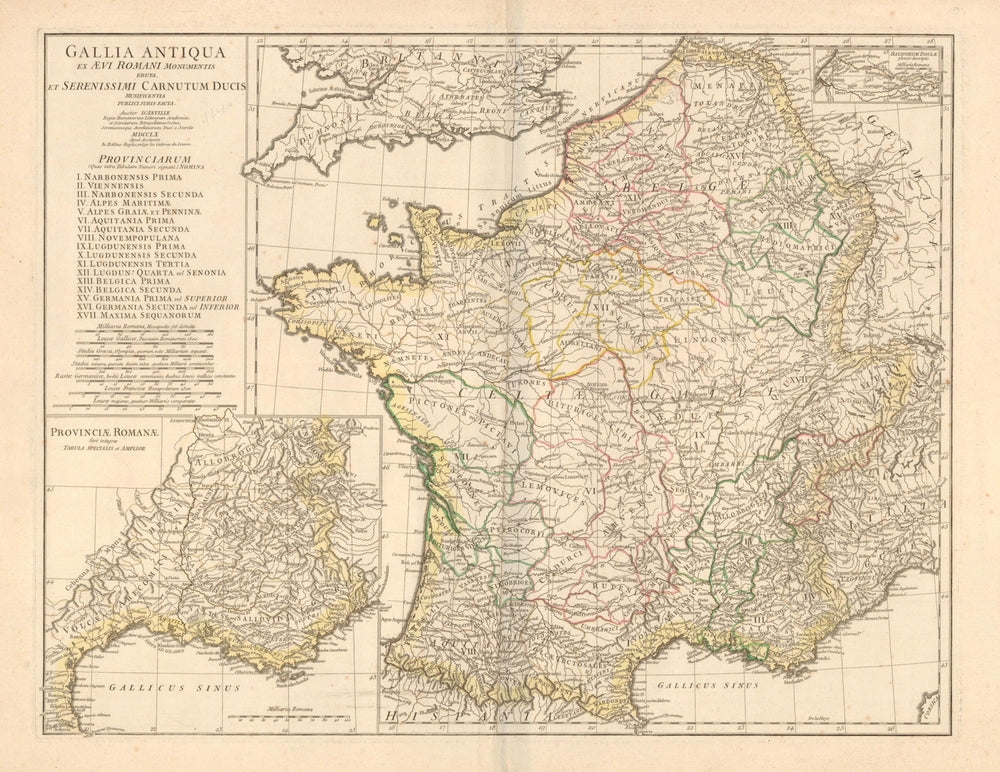 'Gallia Antiqua ex Aevi Romani Monumentis eruta…' D'ANVILLE. Gaul 1760 old map