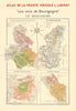 BURGUNDY BOURGOGNE WINE MAP Le Beaujolais. Appellations vineyards. LARMAT 1942