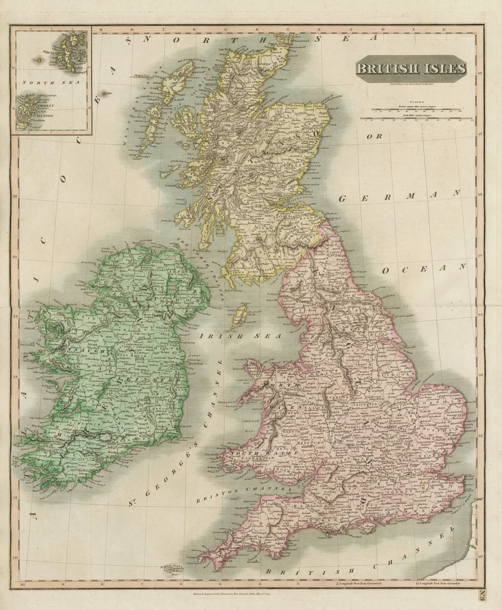 "British Isles" by John Thomson. England Ireland Scotland Wales 1817 old map