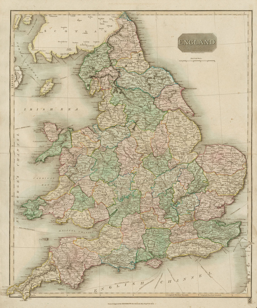 "England" by John Thomson. England and Wales. Coach roads & canals 1817 map