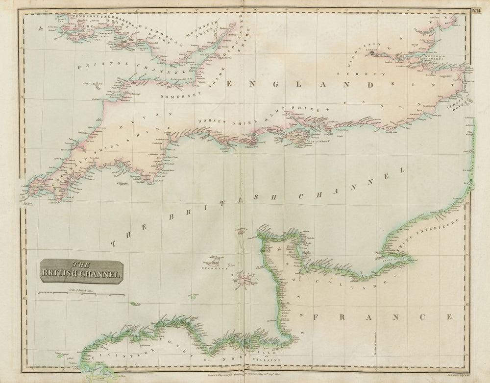 "The British Channel" by John Thomson. English Channel. Manche 1817 old map