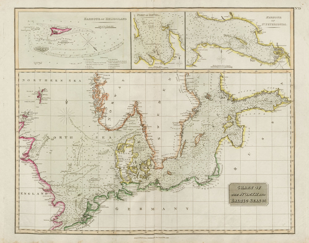"The North & Baltic Seas". Heligoland Tallinn St Petersburg. THOMSON 1817 map