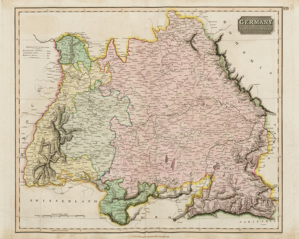 "Germany, south of the Mayne" (Main). Bavaria Baden Voralberg. THOMSON 1817 map