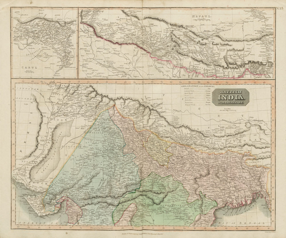 "British India, northern part" w/ Nepal & Cabul. Afghanistan. THOMSON 1817 map