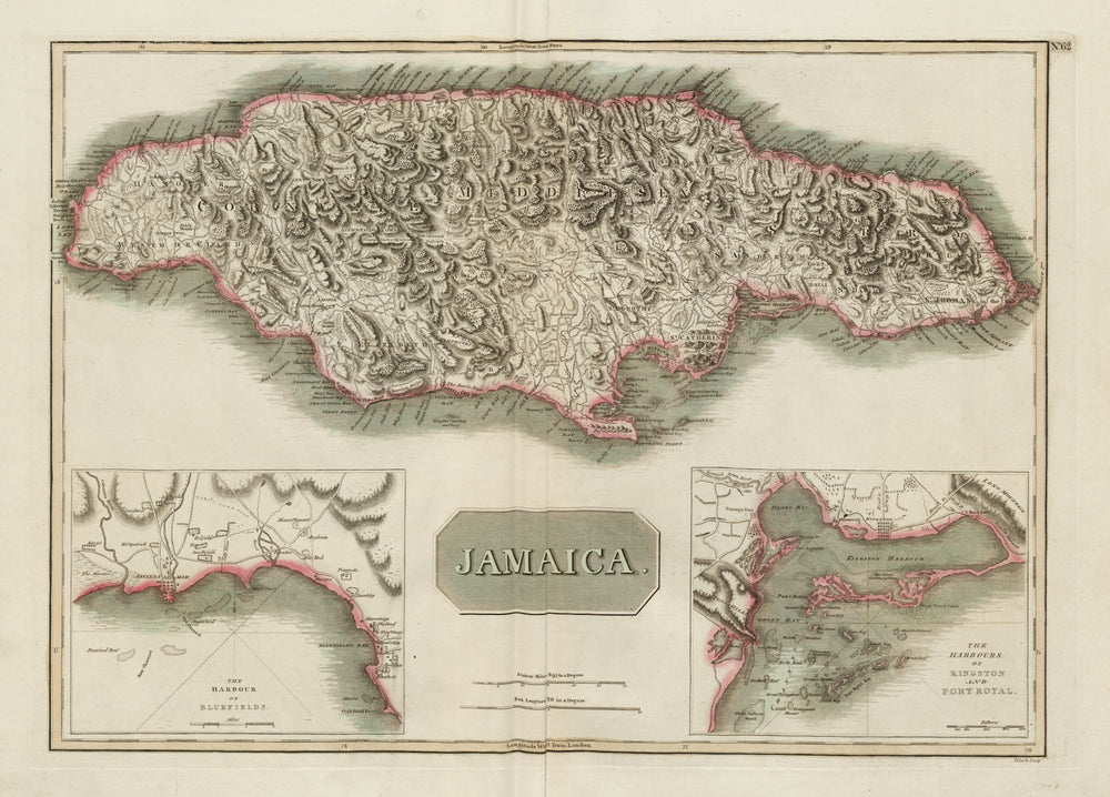 "Jamaica". Kingston Port Royal Bluefields/Savanna-la-Mar inset. THOMSON 1817 map