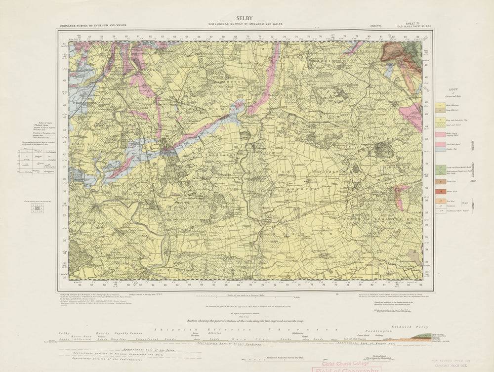 Selby. Vintage geological survey map. Sheet 71. Yorkshire River Ouse 1959