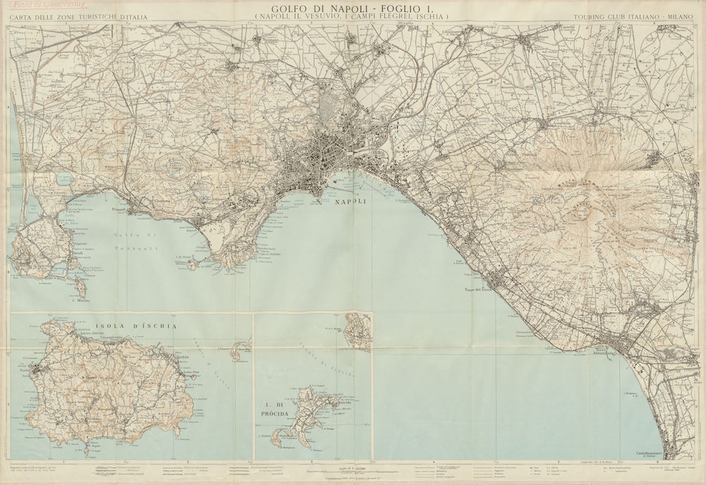 Golfo di Napoli. Gulf of Naples vintage tourist map. Ischia Vesuvius 1963