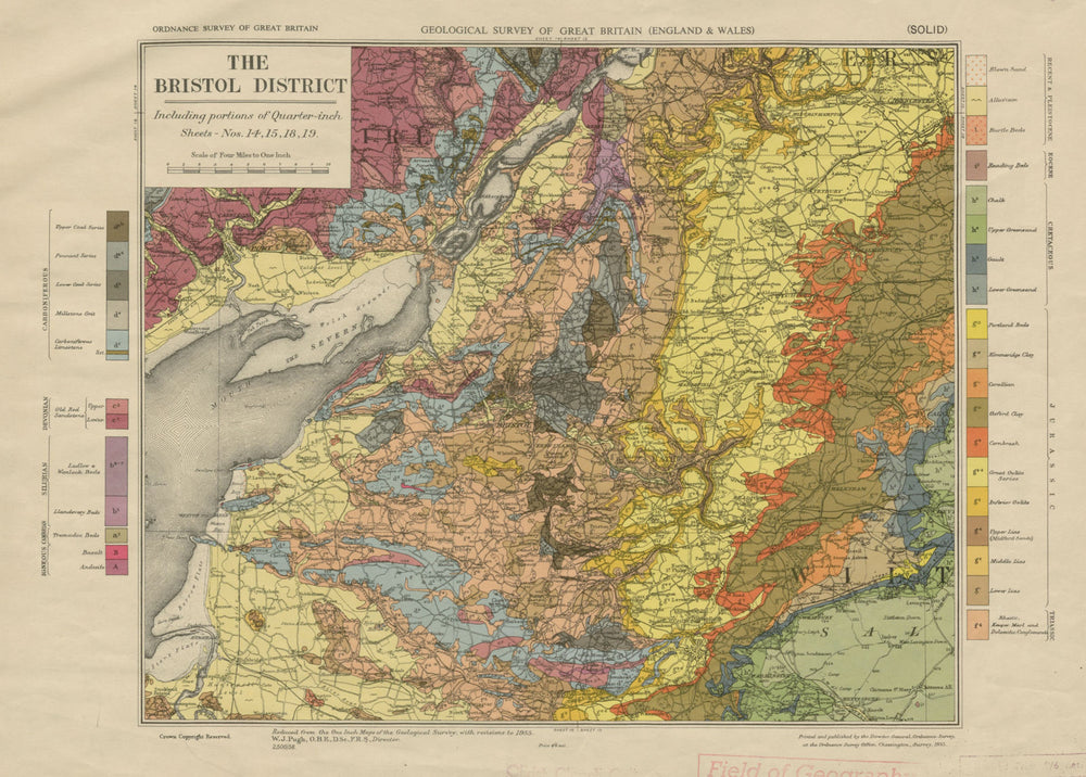 Bristol District geological survey sheet Mendip Hills Cotswolds Bath 1955 map