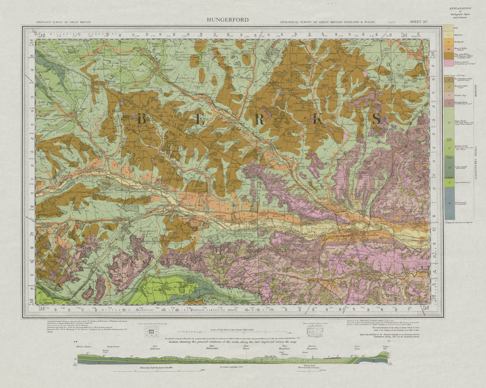 Hungerford geological survey sheet 267 North Wessex Downs Newbury 1971 old map
