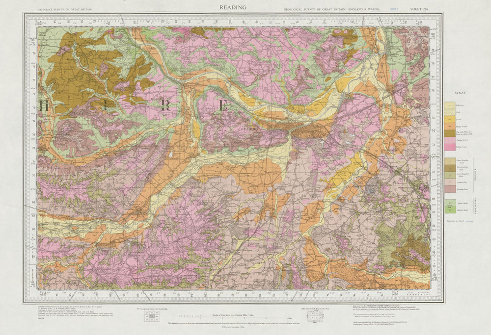 Reading geological survey sheet 268 Thames Valley Goring-Wargarve 1971 old map