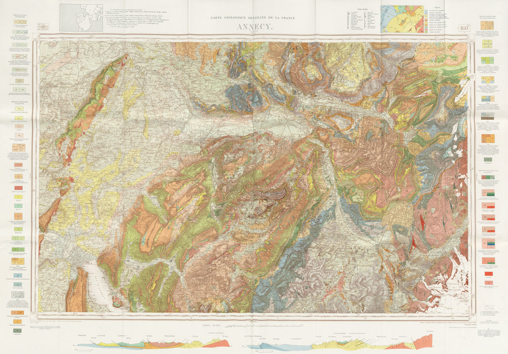 Carte Géologique. Annecy. Geological map. Haute-Savoie. Ski resorts 1969