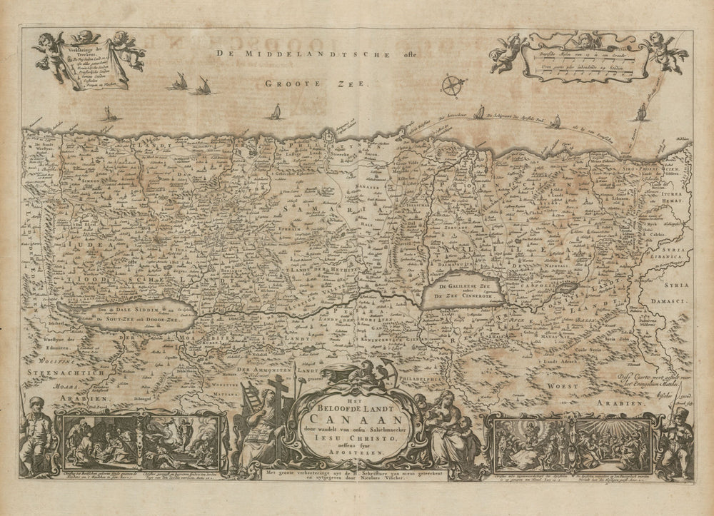 "HET BELOOFDE LANDT CANAAN". Holy Land Israel Palestine. VISSCHER c1661 map