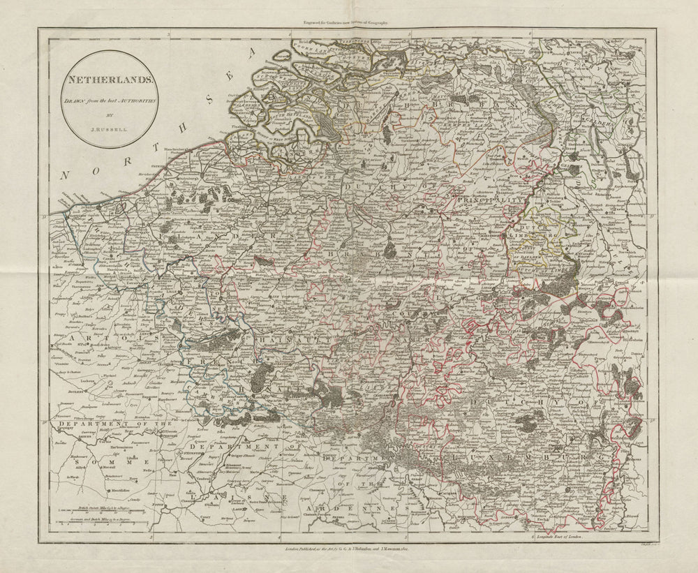 "Netherlands drawn from the best authorities", by J. Russell 1801 old map