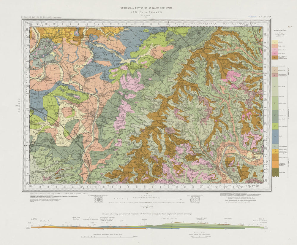 Henley on Thames geological survey sheet 254 Thames Valley Chilterns 1948 map