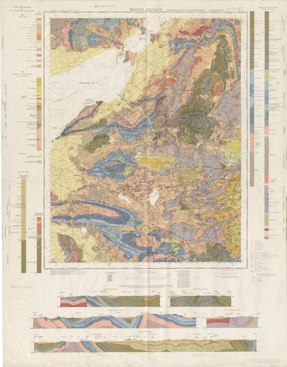 Bristol district geological survey Somerset Mendip Hills Severn Estuary 1962 map