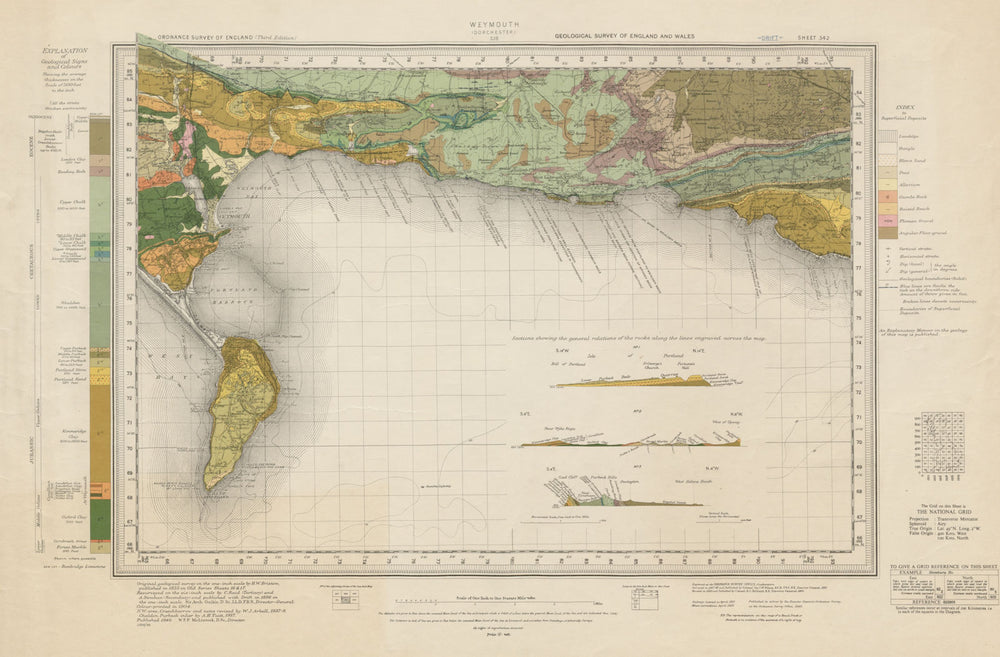 Portland Geologic Map Weymouth geological survey sheet 342 Purbeck Coast Isle of Portland ...