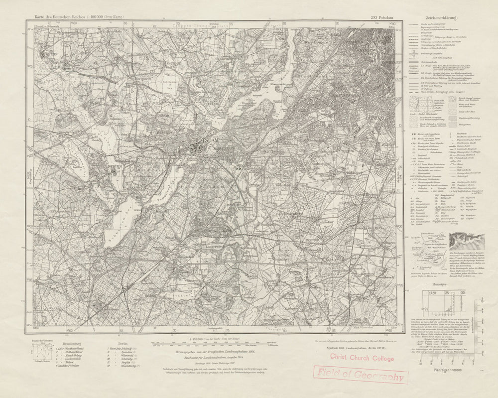 WW2 Nazi map SW Berlin Sheet 293 Potsdam Zauch-Belzig Teltow Zehlendorf 1951
