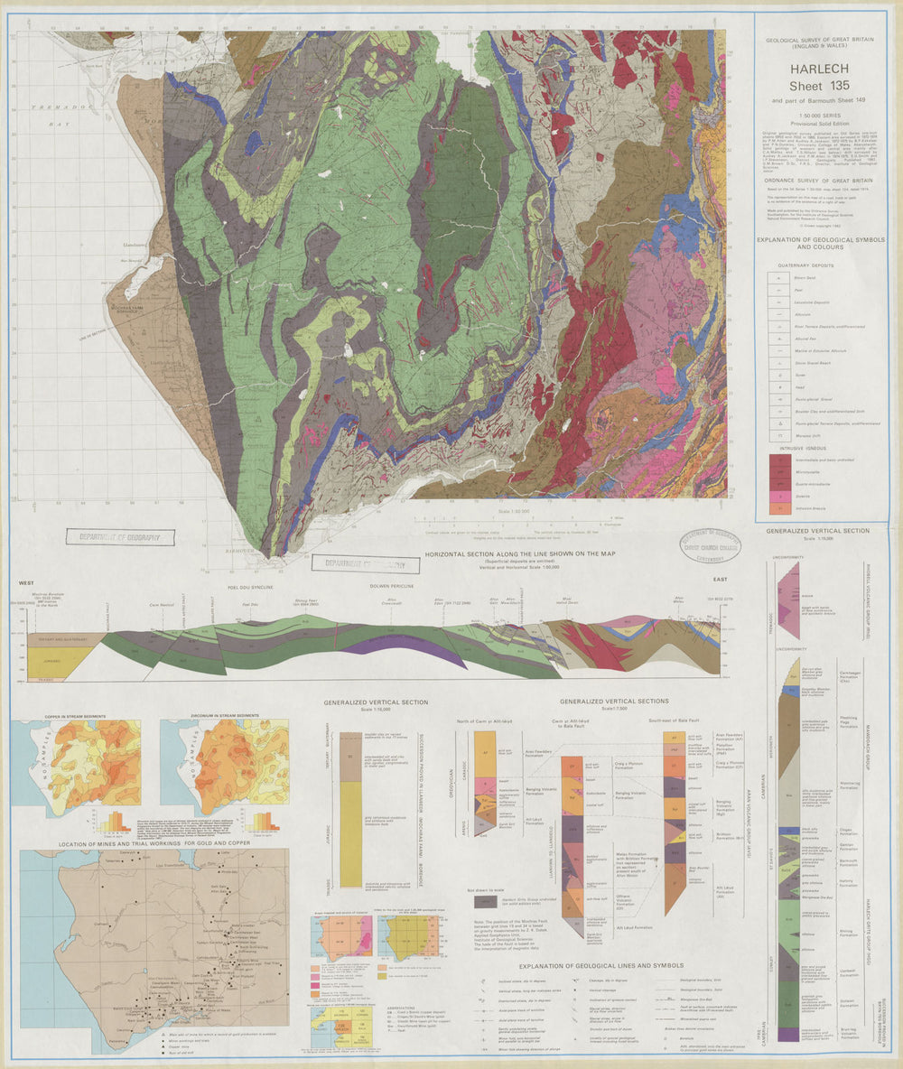 Harlech geological survey sheets 135 & 149 Snowdonia Barmouth 1974 old map