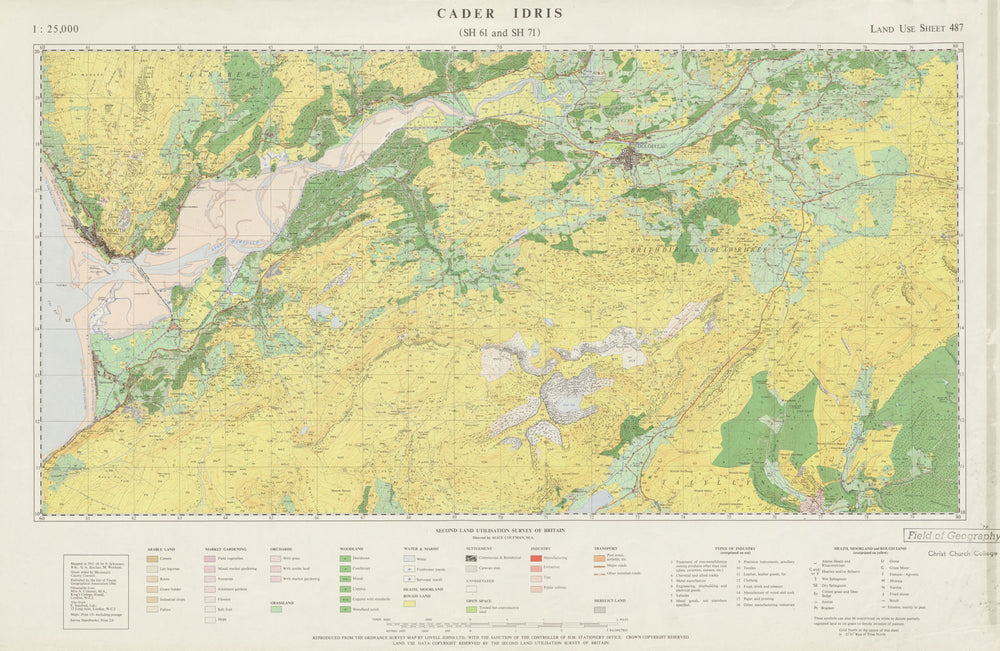 Cader Idris SH61/71 Land Use Survey map 487 Dolgellau Barmouth 87x55cm 1966