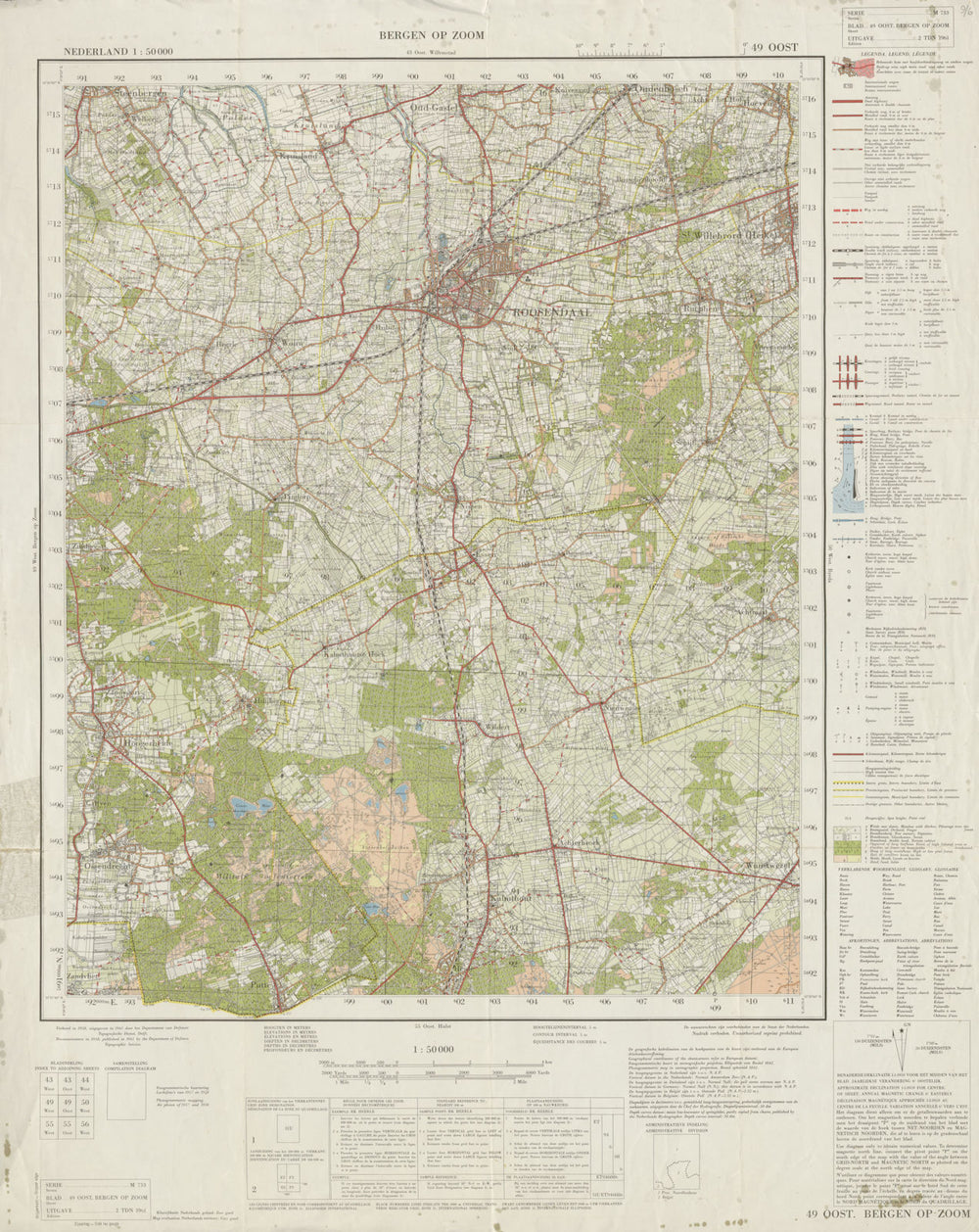 Roosendaal St Willebrord (Heike) Hoogerheide Ossendrecht 49 Oost 1961 old map