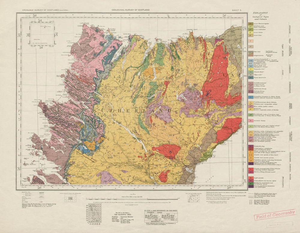 Sutherland geological survey map sheet 5. Scotland Scottish Highlands 1948