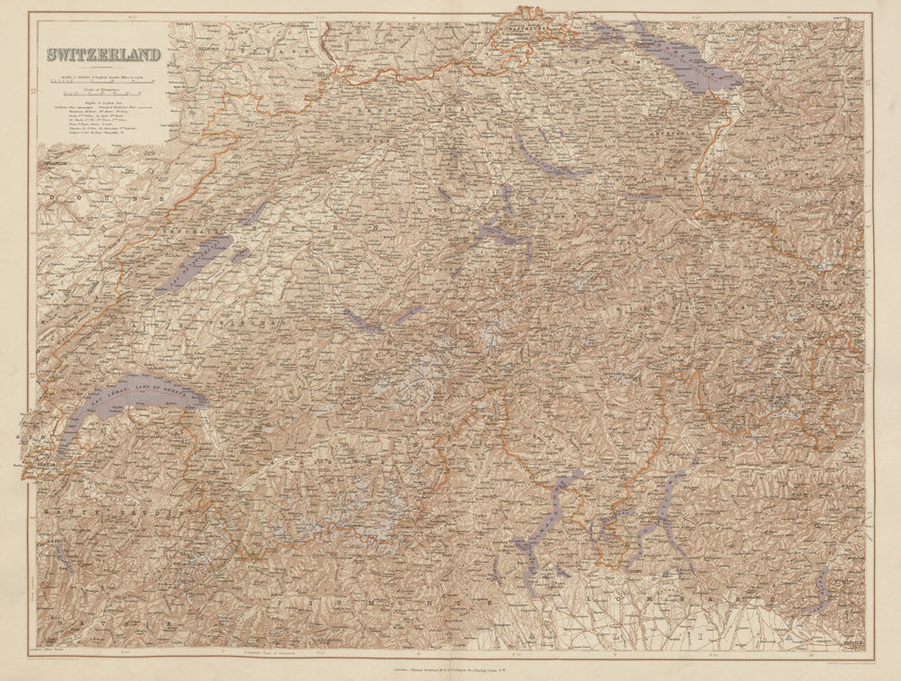 Switzerland & the Alps. Haute Savoie. Italian Lakes. Aosta. STANFORD 1896 map