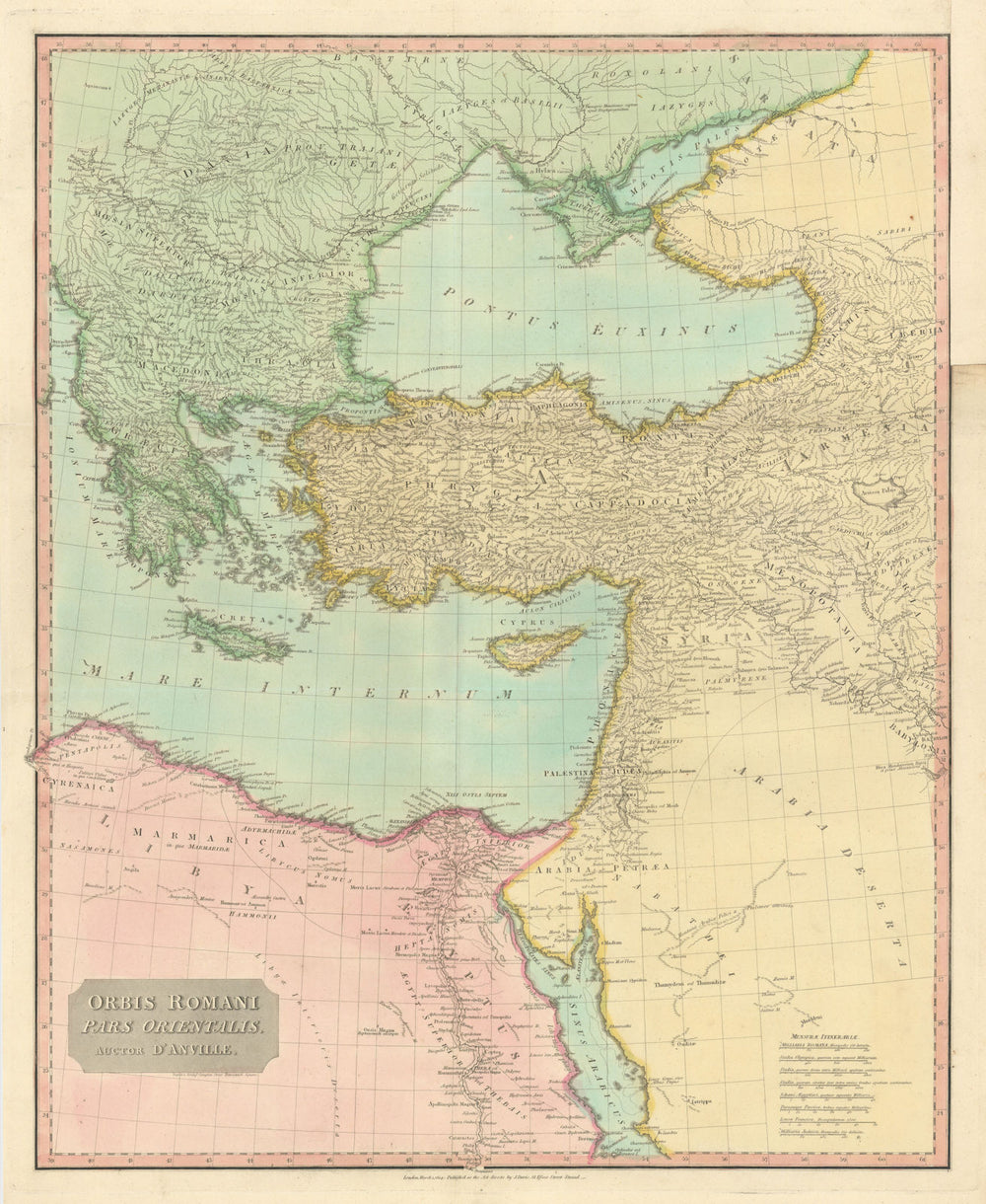 "Orbis Romani pars Orientalis". Roman Empire eastern part. D'ANVILLE 1815 map