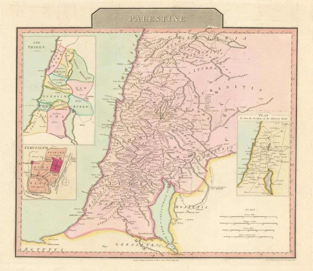 Ancient "Palestine". Tribes of Israel. Holy Land. D'ANVILLE 1815 old map