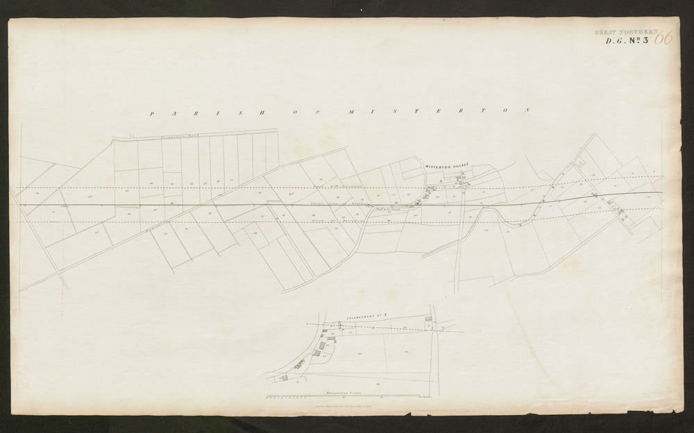 GNR railway plan. Misterton village, Nottinghamshire. Great Northern c1870 map