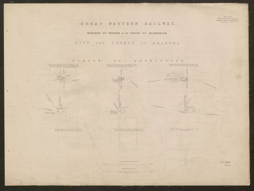 GWR railway plan. Bedminster bridge widening. St Luke's Road Willway St 1877 map