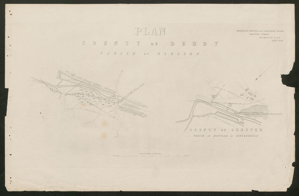 Manchester Sheffield Lincolnshire Railway Glossop Mottram /Longdendale c1884 map