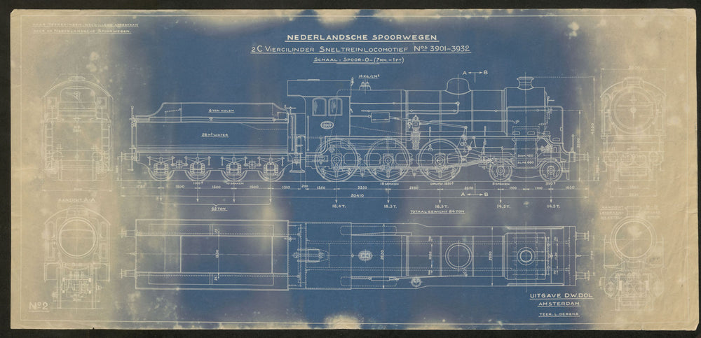 Nederlandsche Spoorwegen Sneltreinlocomotief Dutch Railways Locomotive c1935